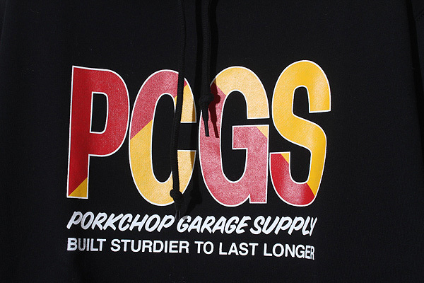 M 未使用品 PORKCHOP GARAGE SUPPLY ポークチョップ BIG PCGS HOODIE ロゴ フーディ プルオーバーパーカー BLACk ブラック PCGS-23-SW02 /_画像3