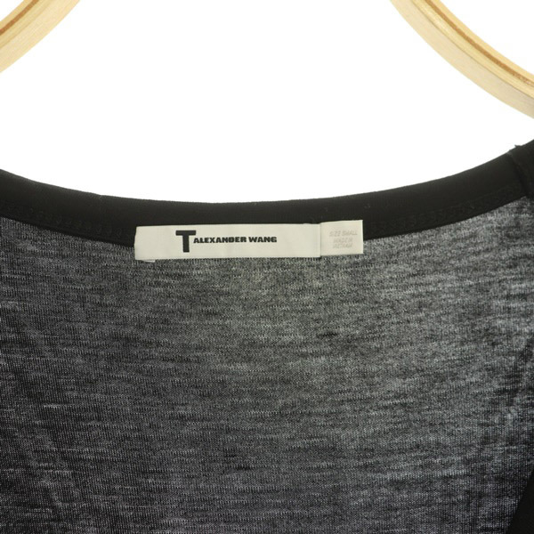 ティーバイアレキサンダーワン T by Alexanderwang レーヨンTシャツ カットソー 半袖 胸ポケット Uネック S 黒 ブラック /MY ■OS メンズ_画像3