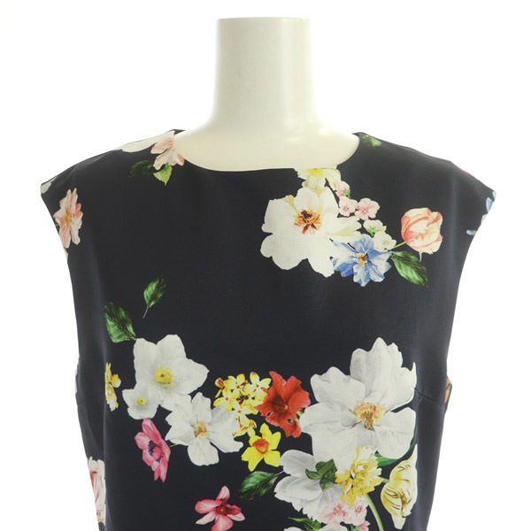  Chesty Chesty One-piece long no sleeve floral print print tuck 0 navy blue navy /MY #OS lady's 