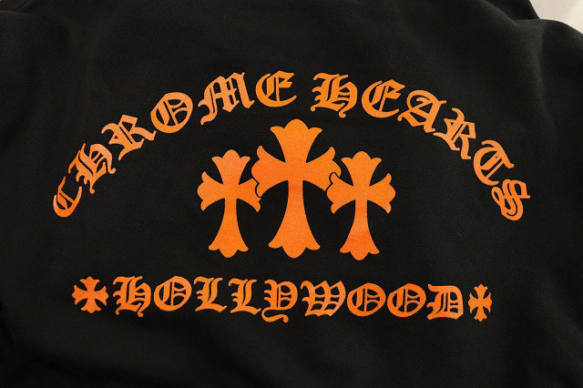 クロムハーツ CHROME HEARTS Cemetery Cross Pullover Hoodie XL サイズ USA製 Orange セメタリー クロス プルオーバー パーカー 231117☆A_画像3