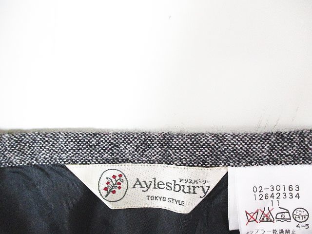 アリスバーリー Aylesbury 膝丈 フレアスカート 11 黒系 ブラック ミックス レース ラメ 裏地 レディース_画像3