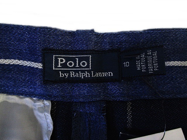 未使用品 ポロ ラルフローレン POLO RALPH LAUREN ストライプ柄 リネン ワイド パンツ スラックス SIZE 10 国内正規 QQQ メンズ_画像7