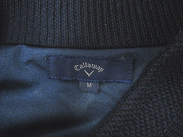 キャロウェイ CALLAWAY ゴルフウェア 長袖 ニット セーター M 紺系 ネイビー グラデーション 刺繍 リブ 裏地 メンズ_画像3