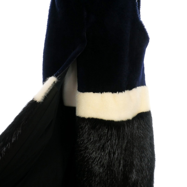  Innes & Marshall INES&MARECHAL fur long the best fur 36 navy / black black navy blue France made lady's 