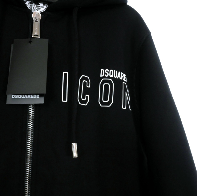 未使用品 ディースクエアード DSQUARED2 23SS ICON ジップアップ スウェットパーカー トレーナー L 黒 ブラック S79HG0008 国内正規 メンズ_画像3