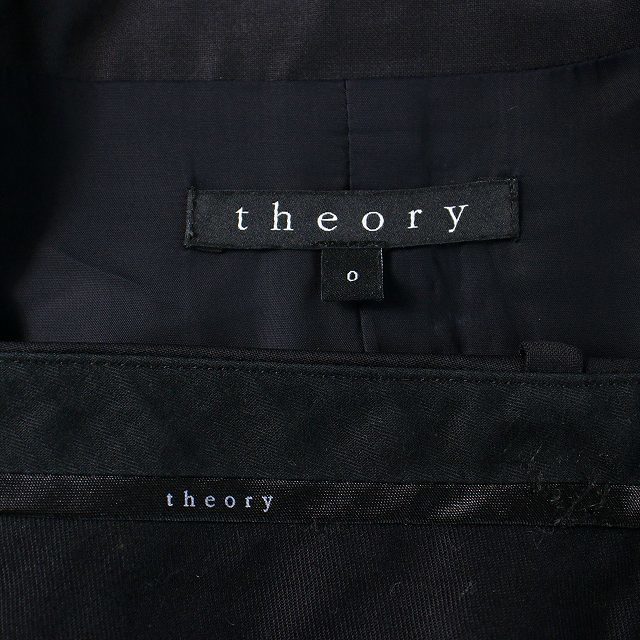セオリー theory スーツ セットアップ 上下 テーラードジャケット 総裏地 パンツ ジップフライ ウール 0 S 00 XS 黒 ブラック_画像5