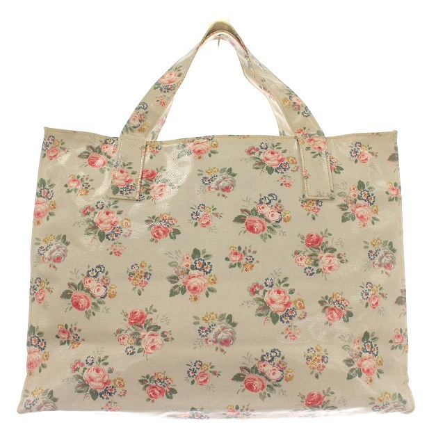  Cath Kidston Cath Kidston большая сумка PVC покрытие роза цветочный принт бежевый /*G женский 