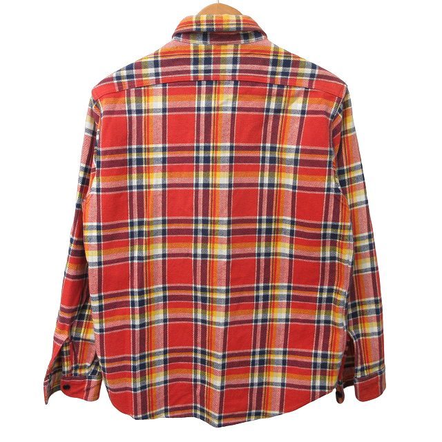 シュガーケーン SUGAR CANE 美品 チェックシャツ フランネルシャツ SC26310 長袖 赤 紺 黄 M 1031 IBO44 メンズ_画像2