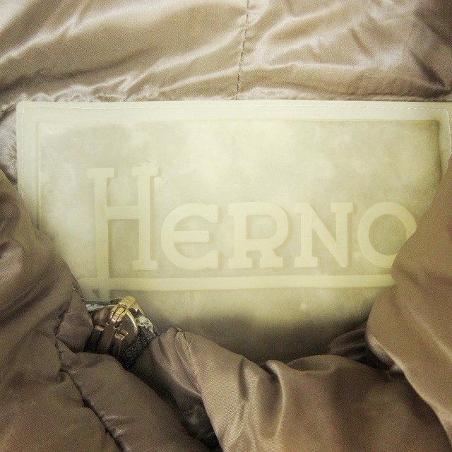 ヘルノ HERNO ダウン コート フーディー ダブルジップ ロゴ フーデッド ジャケット ブルゾン ジャンパー 上着 アウター 42 ベージュ_画像8