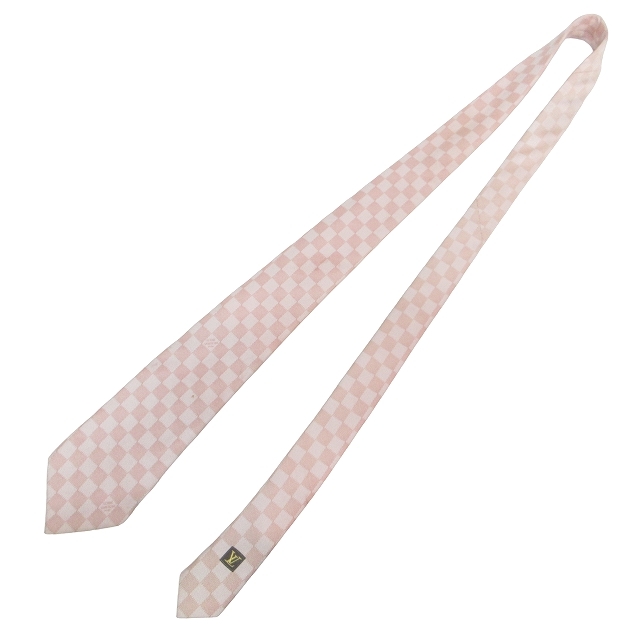 Louis Vuitton LOUIS VUITTON Damier галстук формальный бизнес общий рисунок Италия производства шелк 100% розовый 1103 мужской 
