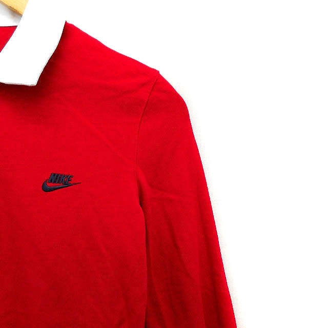 ナイキ NIKE 国内正規品 ポロシャツ 七分袖 ロゴ コットン 綿 M レッド 赤 /FT16 レディース_画像5