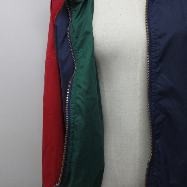 ナイキ NIKE 90s 銀タグ オーバーサイズ ブルゾン ナイロンジャケット 刺繍 フード収納有 ネイビー系 赤 緑 M 1106 メンズ レディース_画像6