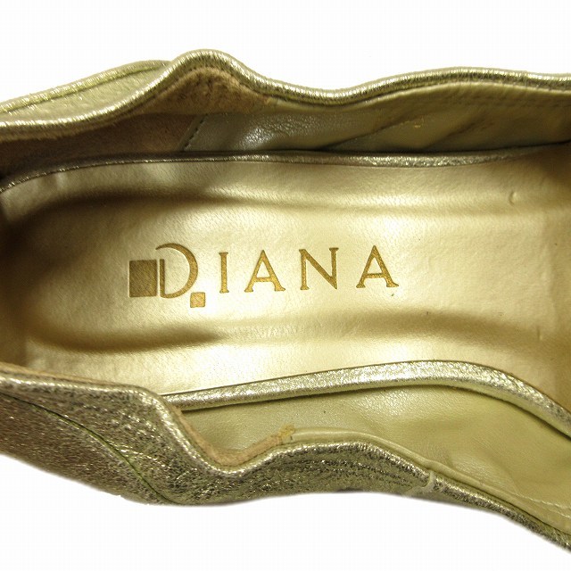 ダイアナ DIANA ビジュー メタリック パンプス シューズ 靴 フェイクジュエル レザー 23.5cm ゴールド レディース_画像7