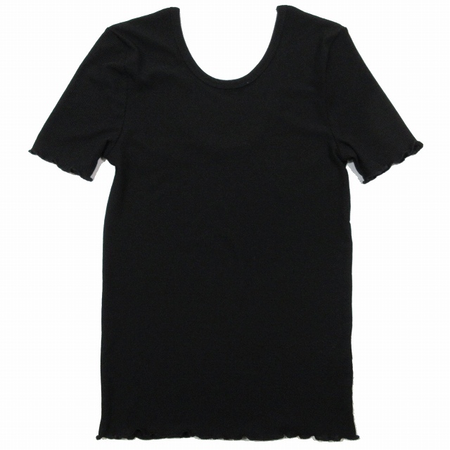 美品 マウジー moussy FIT RIB Tシャツ 半袖 ラウンドネック カットソー F 黒 ブラック/10 レディース_画像2