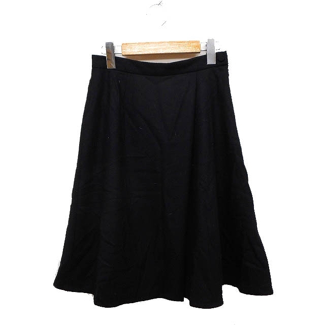  Ballsey BALLSEY Tomorrowland flair skirt knee height plain simple wool small size 32 black black /FT35 lady's 