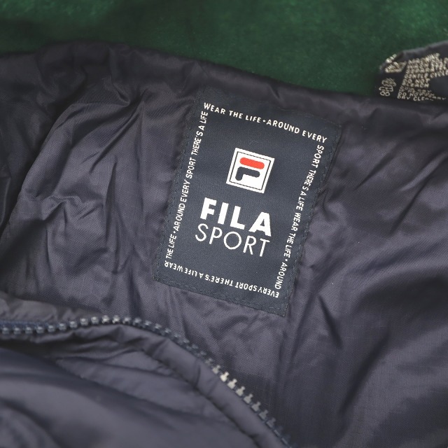 フィラ FILA SPORT スポーツ ロゴ刺繍 リバーシブル キルティング ジャケット S ネイビー_画像3