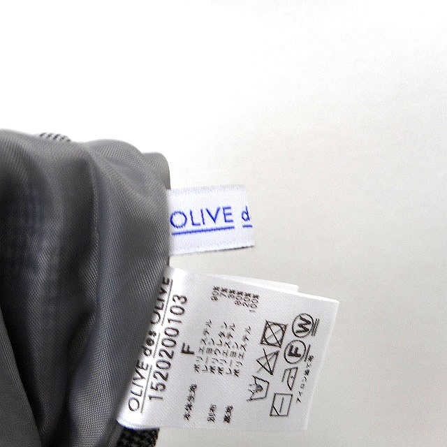 オリーブデオリーブ OLIVE des OLIVE フレア スカート ミニ 膝上 切替 チェック 千鳥格子 柄 ベルト タック F 白 黒 /HT8 レディース_画像3