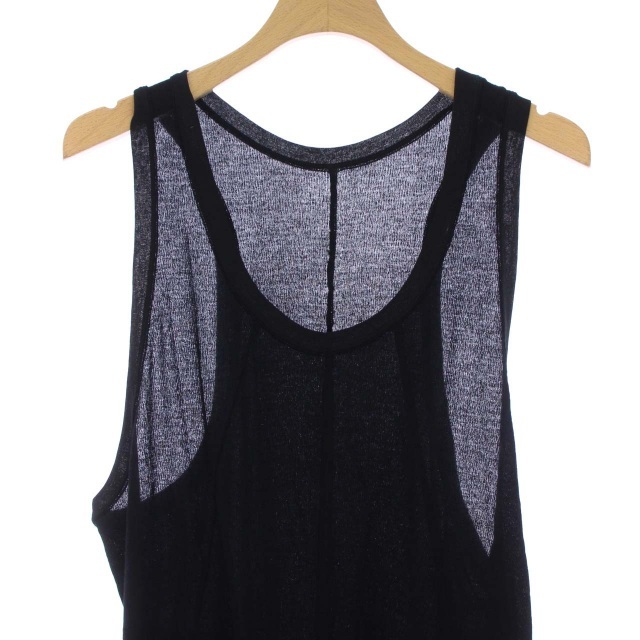 未使用品 ユリウス JULIUS タグ付き 23FW SEAM CHIFFON TANK 837CUM9 タンクトップ ロング カットソー ノースリーブ 4 M 黒_画像3