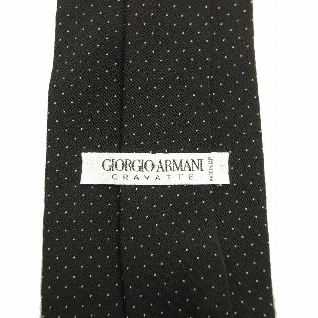 美品 ジョルジオアルマーニ GIORGIO ARMANI 90's ピンドット ネクタイ シルク100% スーツアクセサリー ヴィンテージ 黒 ブラック メンズ_画像3