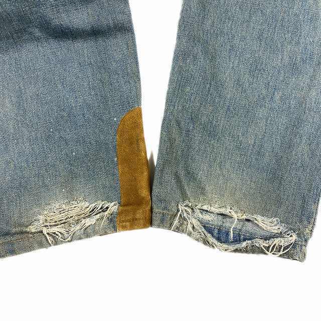  Balmain Homme BALMAIN HOMME 15S/S sheepskin leather chi crash processing Biker Denim pants jeans bottoms S5HT500C162D