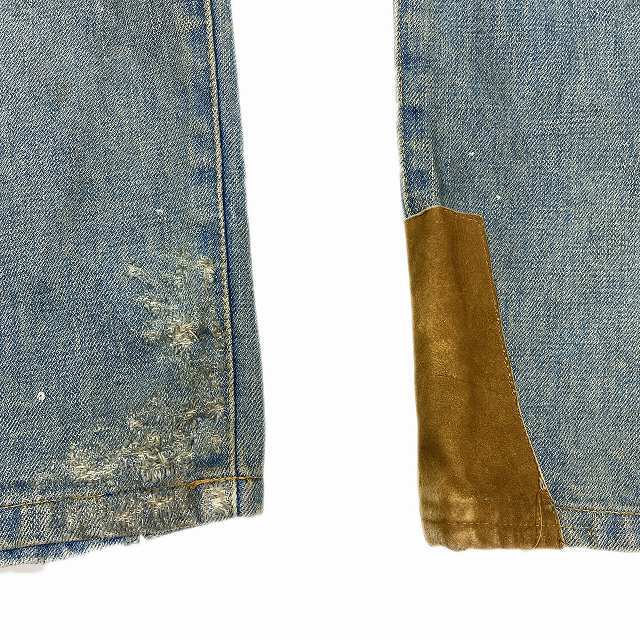  Balmain Homme BALMAIN HOMME 15S/S sheepskin leather chi crash processing Biker Denim pants jeans bottoms S5HT500C162D
