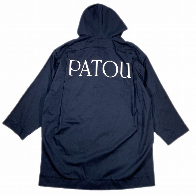 PATOU パトゥ オーガニックコットン オーバーサイズ ロングパーカ フーデットコート アウター バックロゴ ナイトブルー サイズM