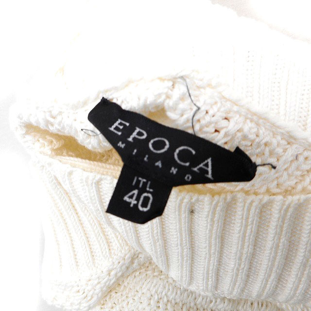 エポカ EPOCA ニット セーター ラグランスリーブ リブ クロップド 長袖 40 アイボリー /NT13 レディース_画像3