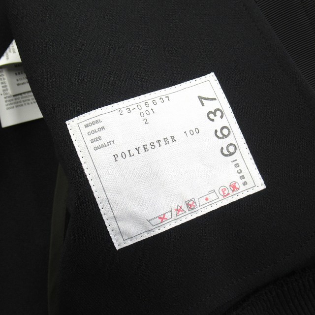 美品 23ss サカイ sacai テクニカル ジャージー ジャケット ブルゾン Technical Jersey Blouson 変形 ベルスリーブ 2黒レディース ◆11_画像7