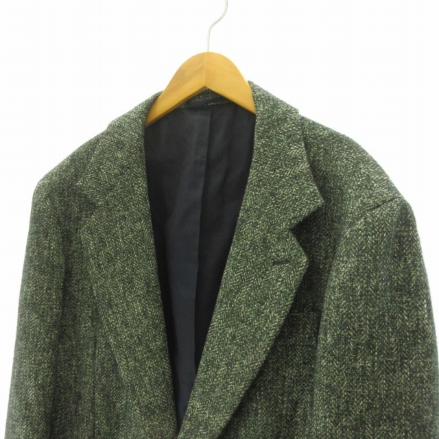  unused goods Missoni MISSONI as good as new tailored jacket blaser tweed 2B wool . green green 50 approximately XL men's 