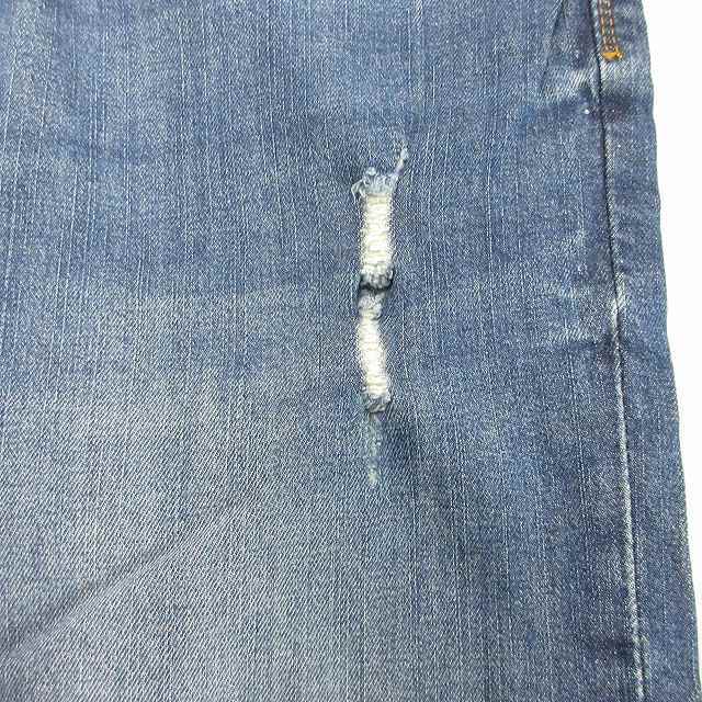 美品 ザラマン ZARA MAN PREMIUM DENIM ジーンズ デニム パンツ ダメージ加工 ジップフライ テーパード EUR40 青 レディース メンズ_画像3