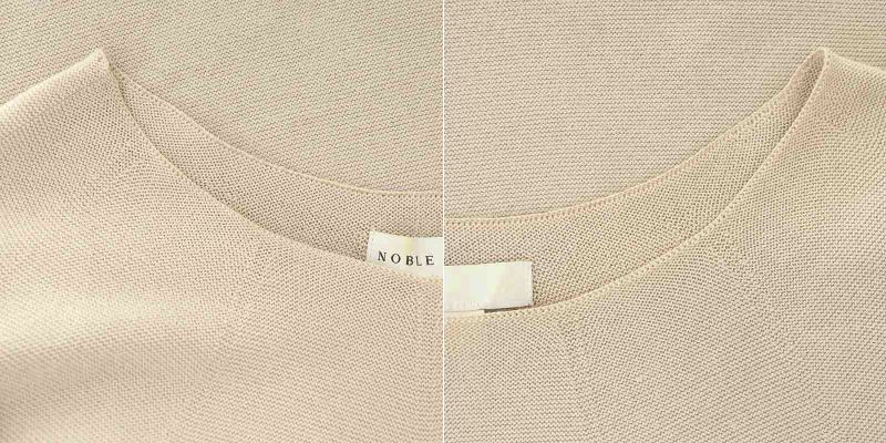  noble NOBLE puff sleeve pull over knitted cut and sewn . minute sleeve pink beige /HS #OS lady's 