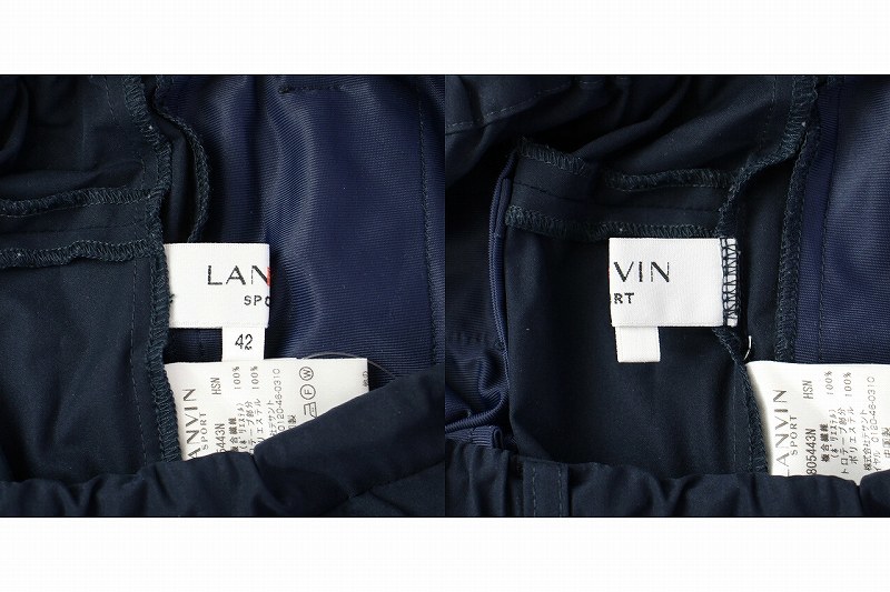 ランバン スポーツ LANVIN SPORT テーパード イージーパンツ ストレッチ 撥水 42 L 濃紺 ダークネイビー /KW レディース_画像7