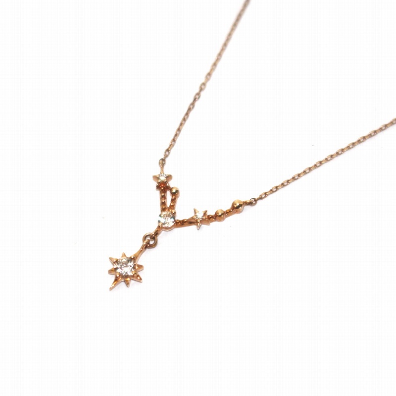 経典 K10PPG CONSTELLATION JEWELRY STAR スタージュエリー ダイヤモンド/ホワイトトパーズネックレス ピンクゴールド 0.07ct ネックレス、ペンダント、チョーカー