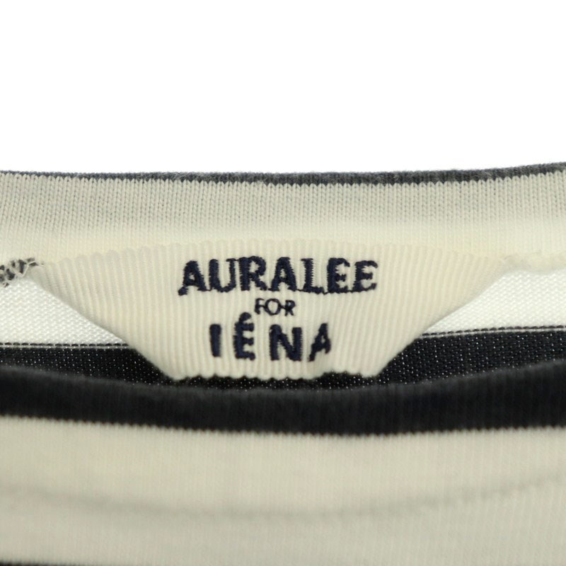 オーラリー AURALEE IENA別注 A21AB02IE EXCLUSIVE BASQUE SHIRT WIDE カットソー Tシャツ 長袖 ロンT ボーダー コットン 1 白 紺_画像3