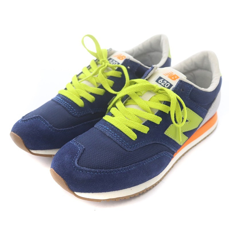 未使用品 NEW BALANCE CW620AI スニーカー シューズ ローカット スエード US8 25cm 紺 ネイビー 黄緑 グレー オレンジ /SI13_画像2