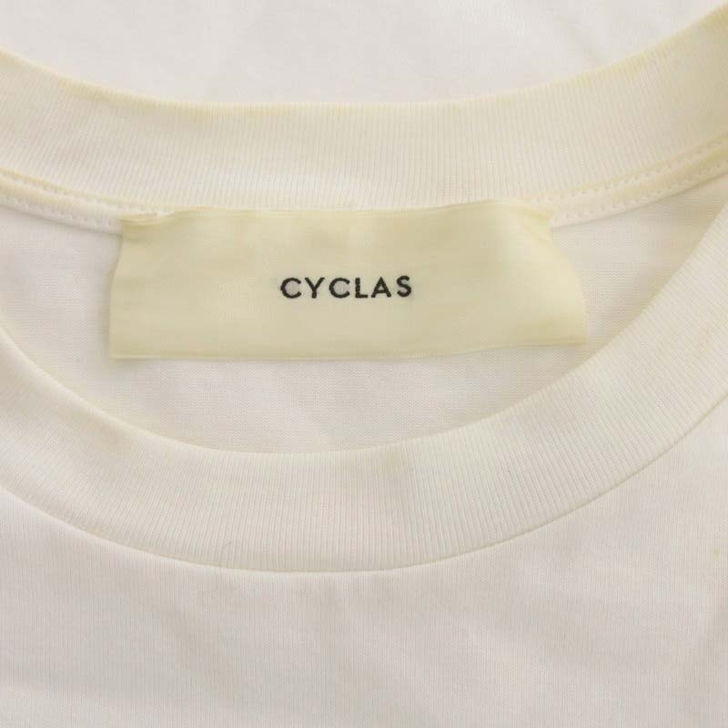 シクラス CYCLAS サイドライン スリット 半袖Tシャツ カットソー オーバーサイズ デザイン S 白 ホワイト /HS ■OS レディース_画像3