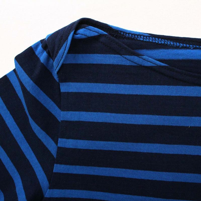 ルミノア Leminor バスクシャツ カットソー 長袖 ボーダー柄 1 S 青 ブルー /TR8 レディース_画像8