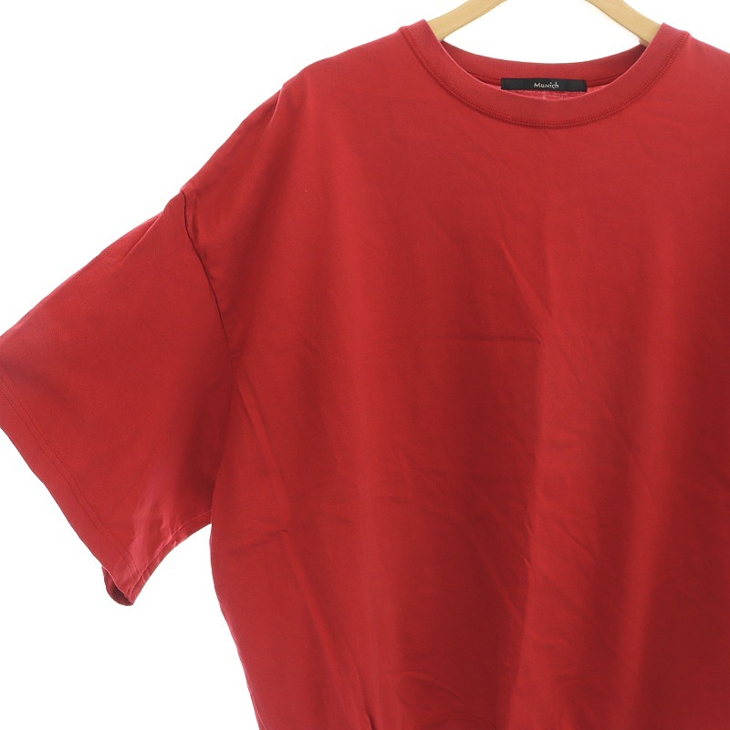 ミューニック Munich プレミアムコットン バックタックプルオーバー Tシャツ カットソー 半袖 OS 赤 レッド /DF ■OS レディース_画像4