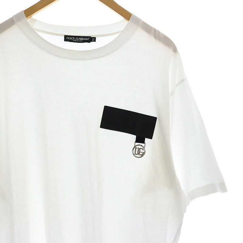 ドルチェ&ガッバーナ ドルガバ DOLCE&GABBANA レザータグ アンカーロゴプレート Tシャツ 半袖 52 白 黒 ホワイト ブラック /MI ■OS メンズの画像4