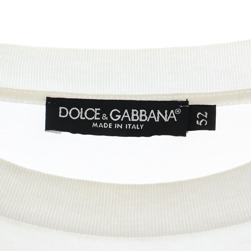 ドルチェ&ガッバーナ ドルガバ DOLCE&GABBANA レザータグ アンカーロゴプレート Tシャツ 半袖 52 白 黒 ホワイト ブラック /MI ■OS メンズの画像3