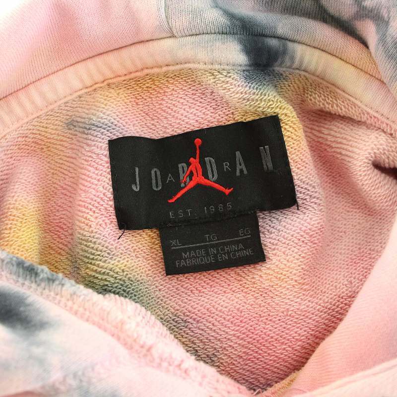 ナイキ NIKE JORDAN M J TIE DYE PO HOODY プルオーバー パーカー タイダイ 長袖 XL ピンク 黒 ブラック CJ0159-345 /TK メンズ_画像7