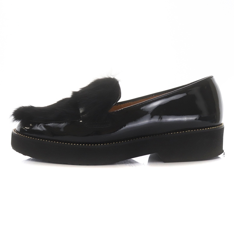  stay tasSTATUS Loafer fur enamel leather 37 23.5cm black black /WM lady's 