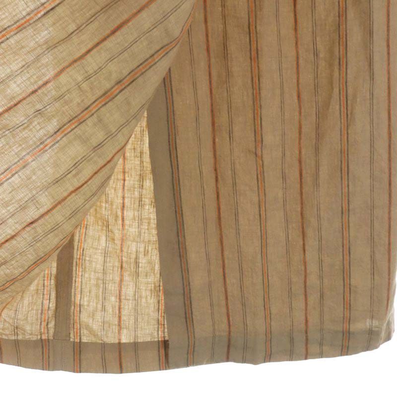  Moussy moussy 23SSlinen stripe LAP skirt long tight 1 beige orange mocha /ES #OS lady's 