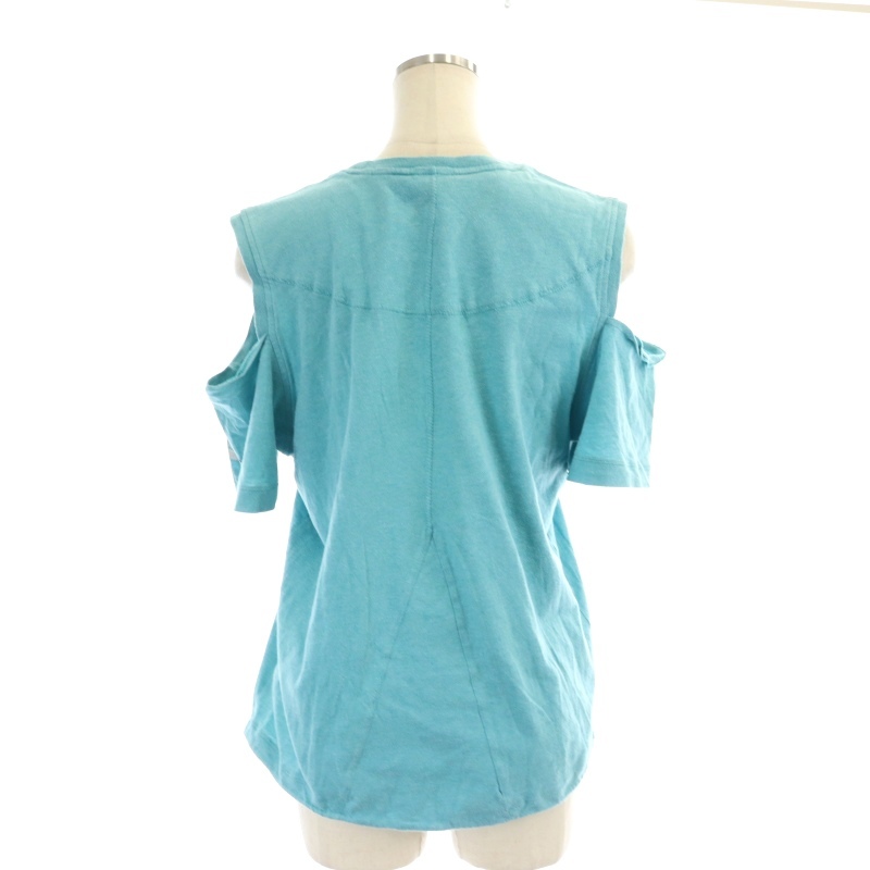  Adidas vise tera McCartney print T-shirt short sleeves open shoulder 34 turquoise blue white white /MI #OS lady's 