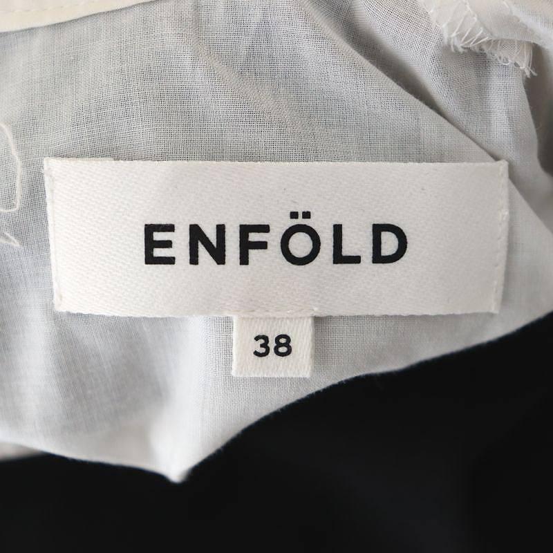 エンフォルド ENFOLD ダブルクロスSHレイヤーチュニック トップス ブラウス オーバーサイズ 長袖 38 黒 白 ブラック ホワイト /HS ■OS レ_画像3
