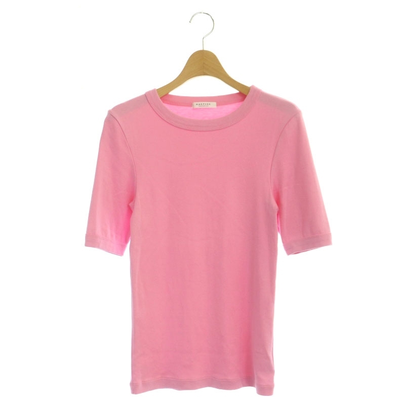 マカフィー トゥモローランド スーパーシルキージャージー ハーフスリーブプルオーバー Tシャツ カットソー 五分袖 無地 S ピンクの画像1