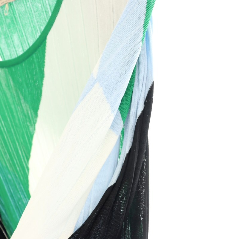 エミリオプッチ EMILIO PUCCI ニット カットソー フレンチスリーブ XS 緑 黒 白 /HK ■OS レディース_画像5