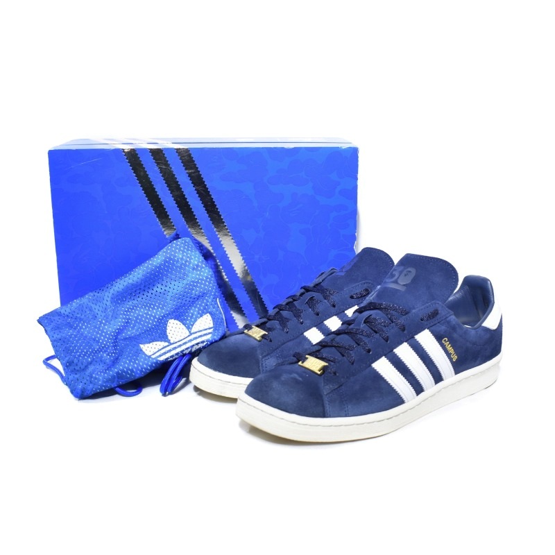 アディダス adidas アベイシングエイプ A BATHING APE BAPE Campus 80's College Navy スニーカー 28cm 紺 ネイビー ID4770 メンズ