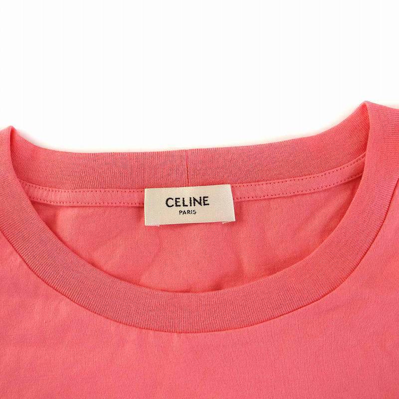 セリーヌ CELINE 22AW ルーズTシャツ コットンジャージー フロントロゴプリント カットソー 半袖 S ピンク 2X681671Q /YM メンズ_画像5