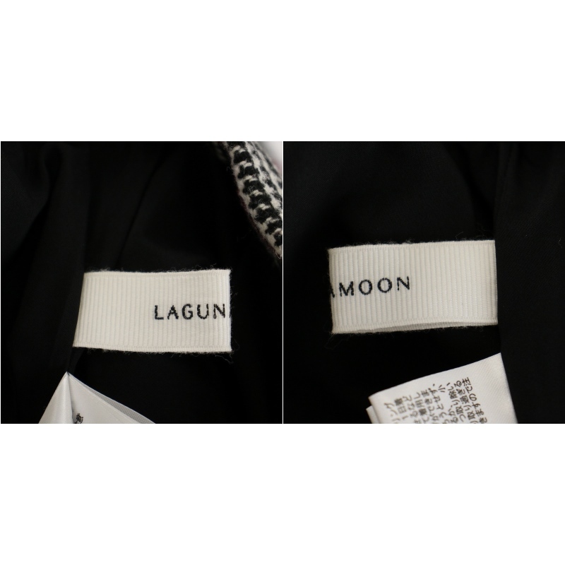  Laguna Moon LagunaMoonchu-ru Layered check mi leak skirt tight skirt long LAP skirt attaching wool .M black 